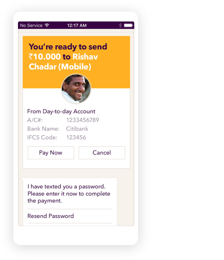 Kaisto app screenshot — Ready to Send Payment