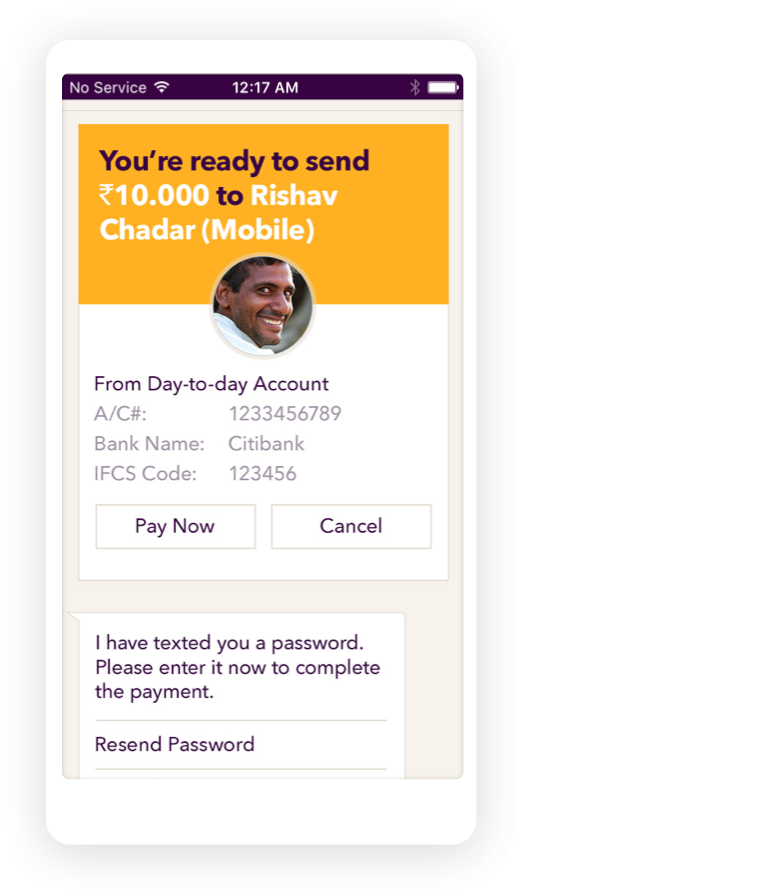 Kaisto app screenshot &mdash; Ready to Send Payment